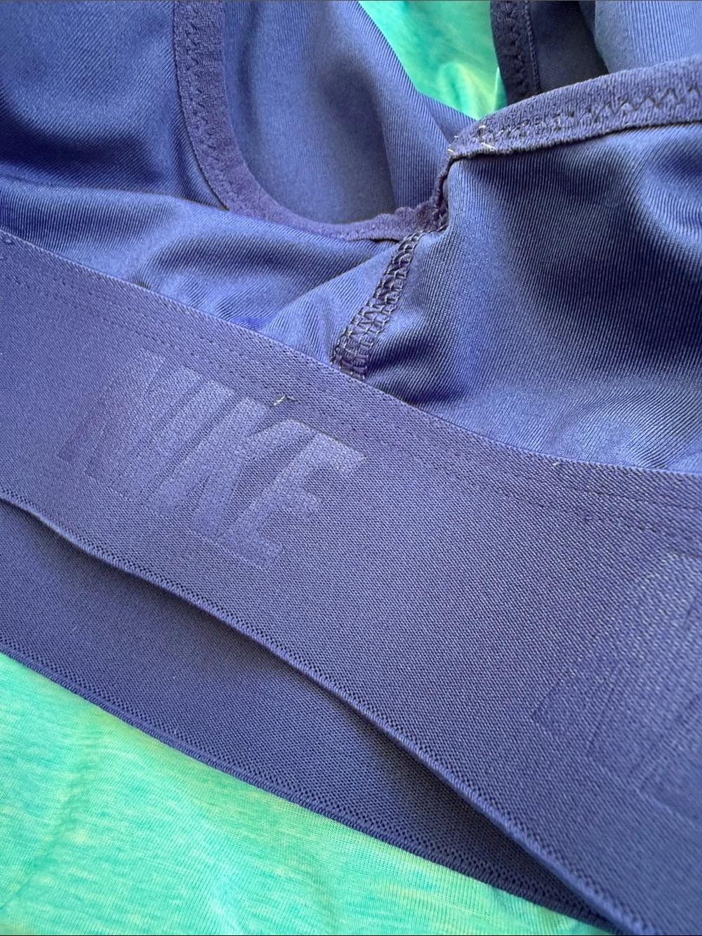Nike Turquoise Layered Racerback Tank with Navy Built-In Bra